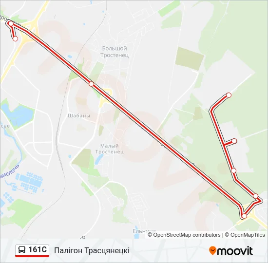Автобус 161С: карта маршрута