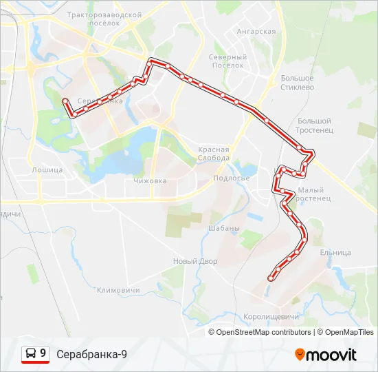 Автобус 9: карта маршрута