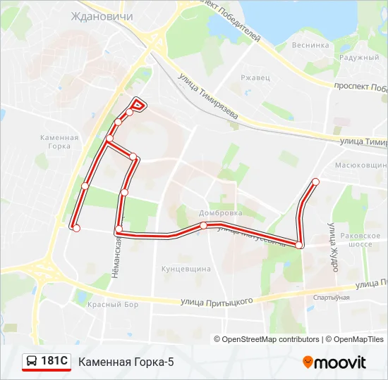 Автобус 181С: карта маршрута