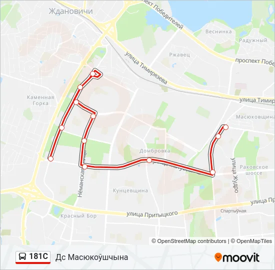 Автобус 181С: карта маршрута