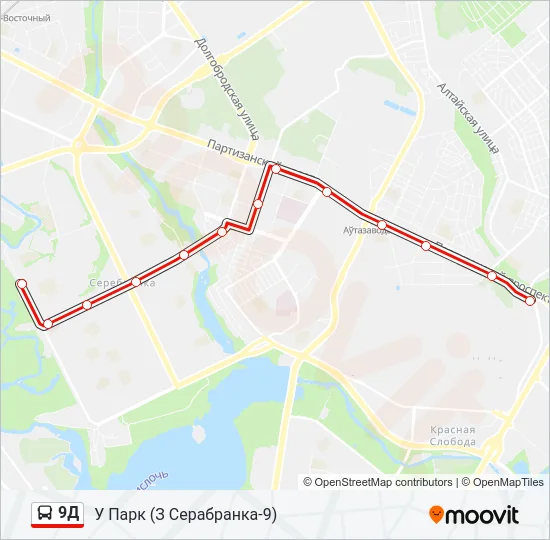 Автобус 9Д: карта маршрута
