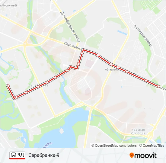 Автобус 9Д: карта маршрута
