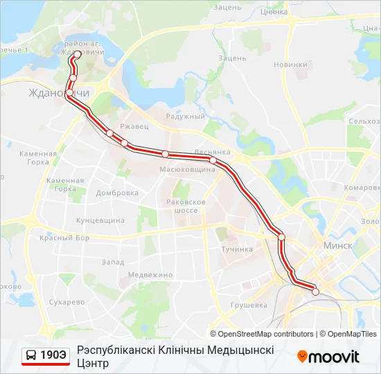 Автобус 190Э: карта маршрута