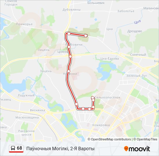 Автобус 68: карта маршрута