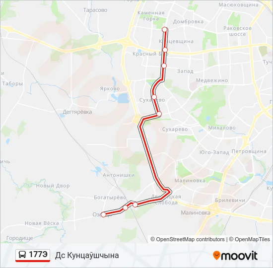 Автобус 177Э: карта маршрута