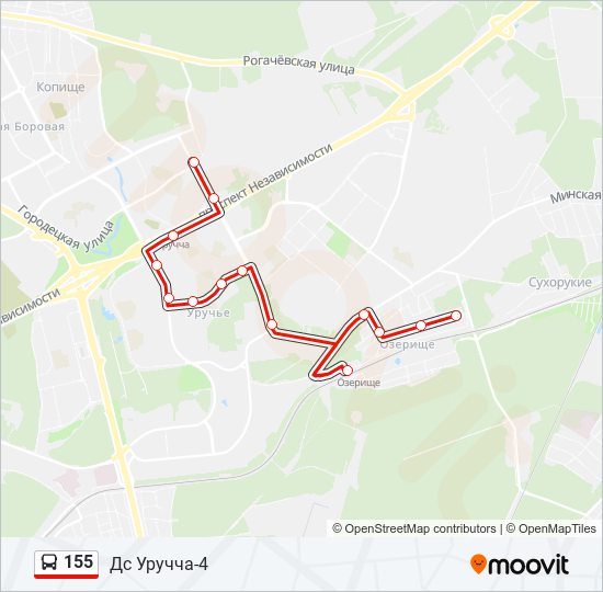 155 bus Line Map