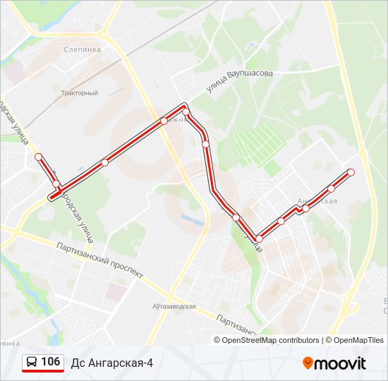 Автобус 106: карта маршрута
