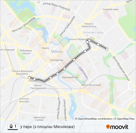Трамвай 1: карта маршрута
