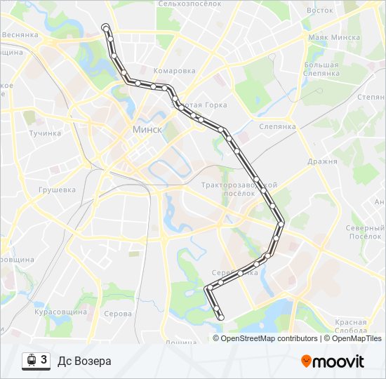 Трамвай 3: карта маршрута