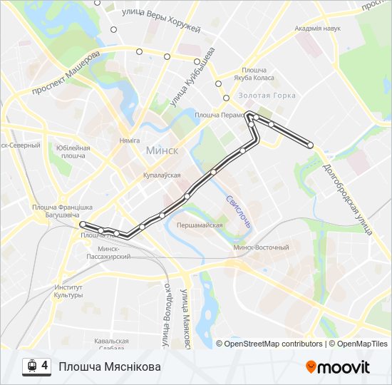 Трамвай 4: карта маршрута