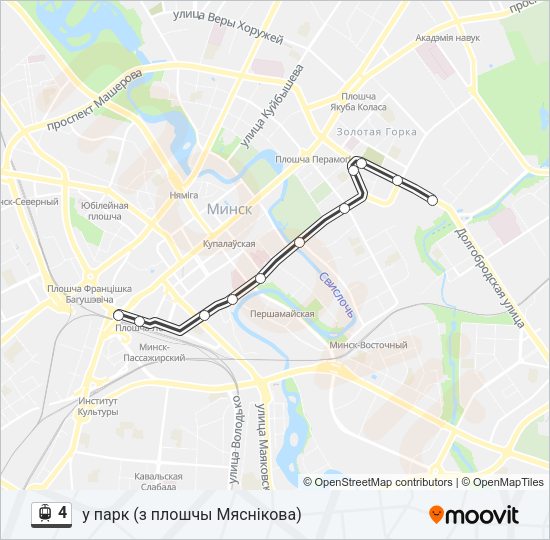 Трамвай 4: карта маршрута