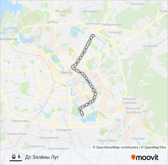 Трамвай 6: карта маршрута