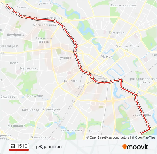 Автобус 151С: карта маршрута