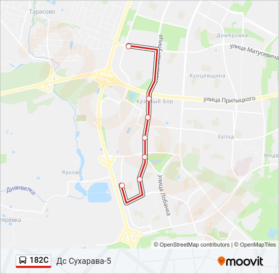 Автобус 182С: карта маршрута