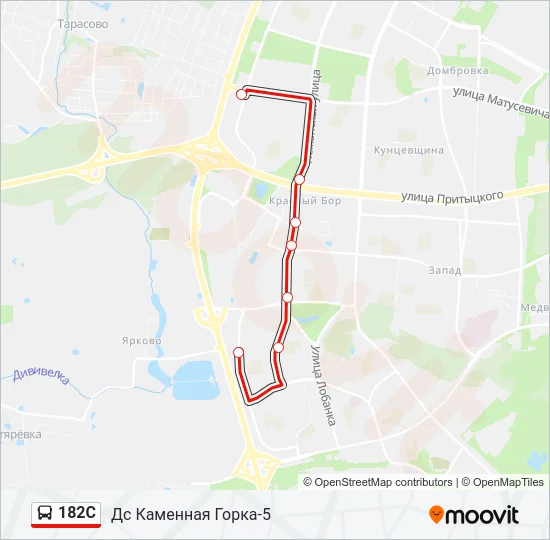 Автобус 182С: карта маршрута