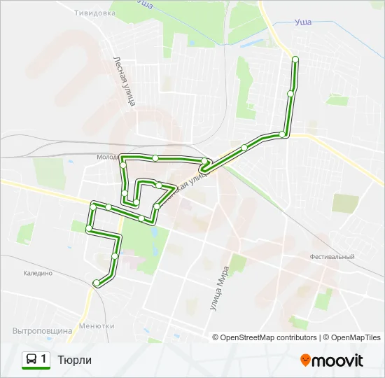 Автобус 1: карта маршрута