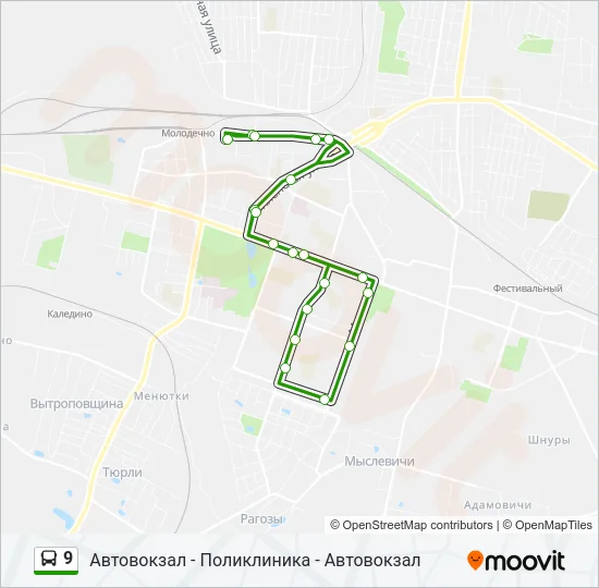 Автобус 9: карта маршрута