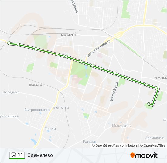 Автобус 11: карта маршрута