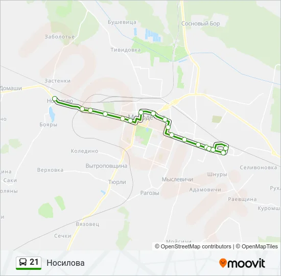 Автобус 21: карта маршрута
