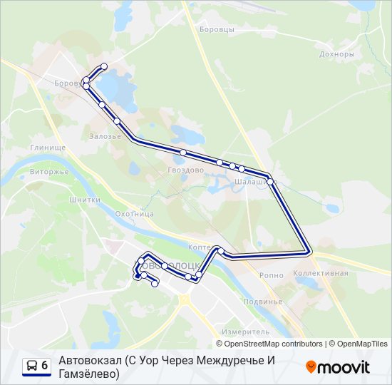Автобус 6: карта маршрута