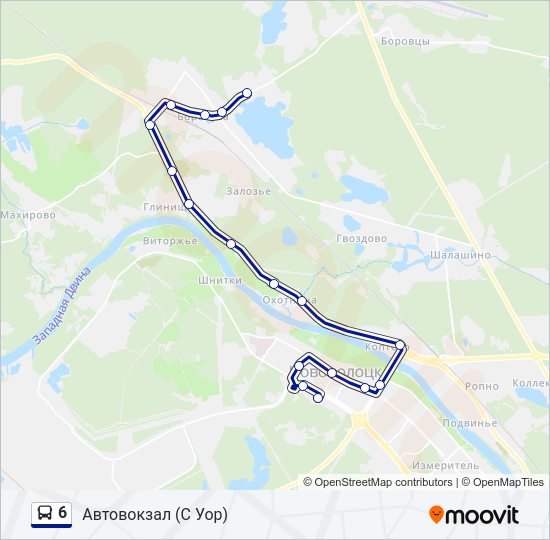 Автобус 6: карта маршрута