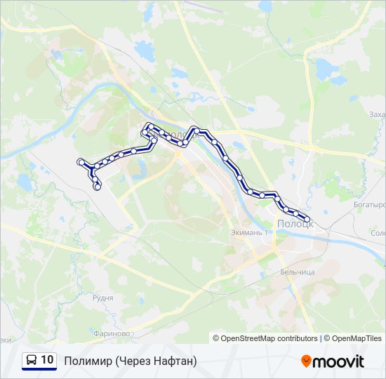 Автобус 10: карта маршрута