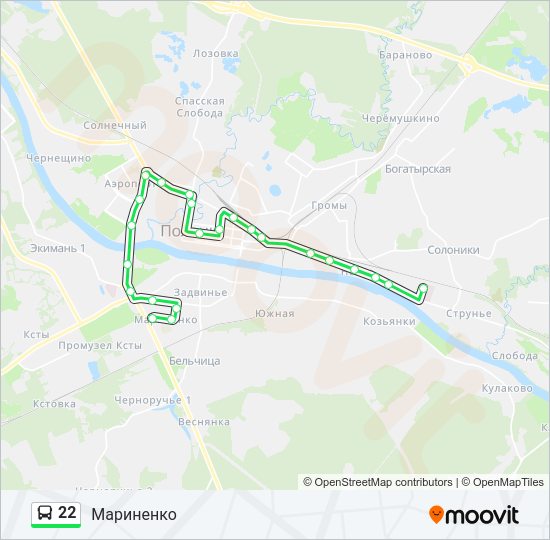 Автобус 22: карта маршрута