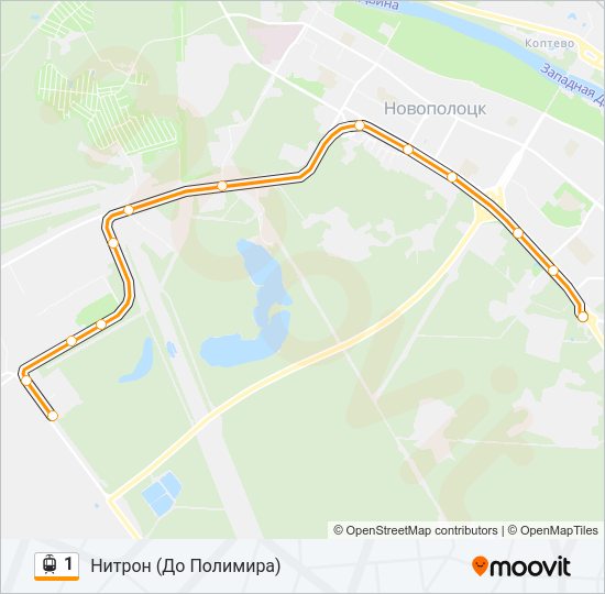 Трамвай 1: карта маршрута
