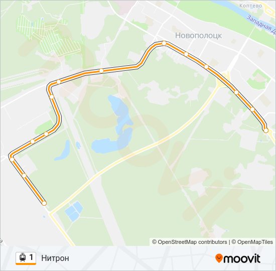 Трамвай 1: карта маршрута