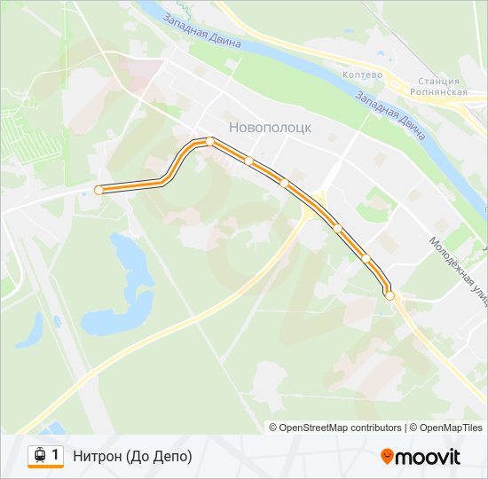 Трамвай 1: карта маршрута