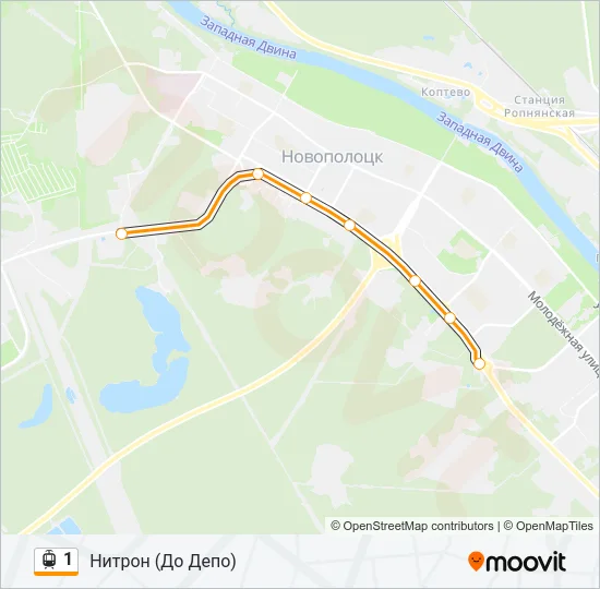 Трамвай 1: карта маршрута
