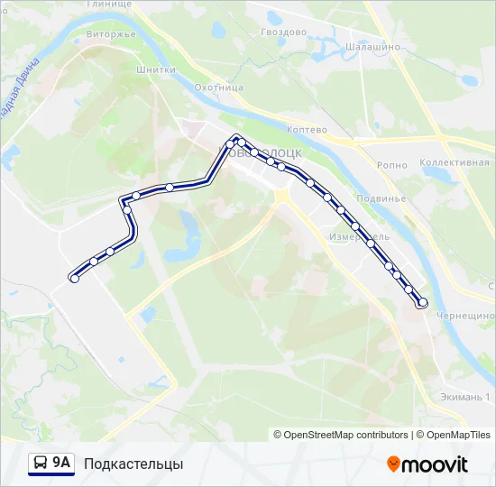 Автобус 9А: карта маршрута