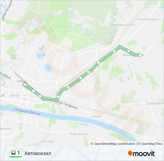 Автобус 1: карта маршрута