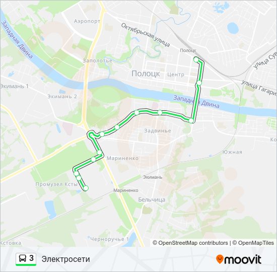 Автобус 3: карта маршрута