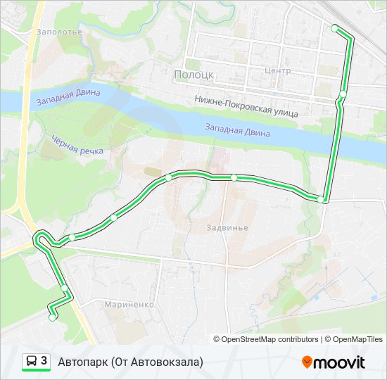 Автобус 3: карта маршрута