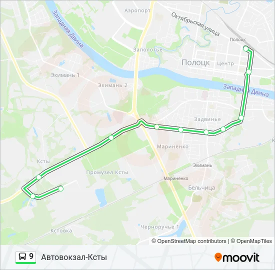 Автобус 9: карта маршрута