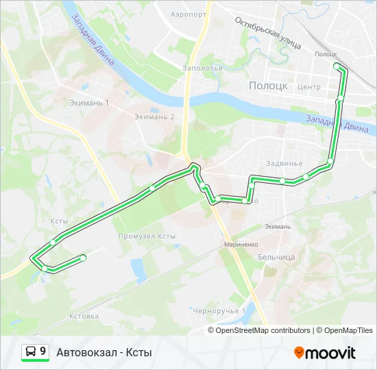Автобус 9: карта маршрута