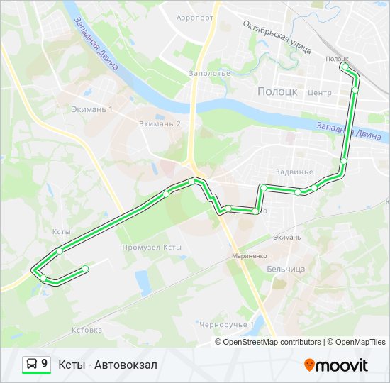 Автобус 9: карта маршрута