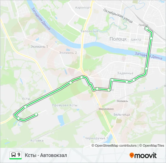 Автобус 9: карта маршрута