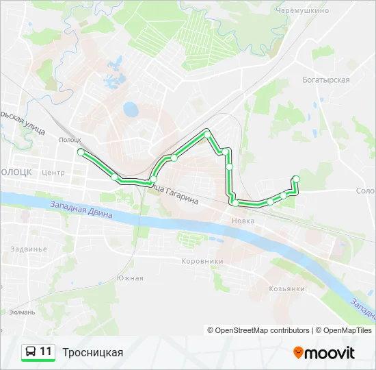 Автобус 11: карта маршрута