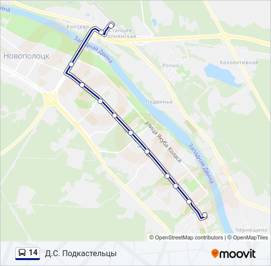Автобус 14: карта маршрута