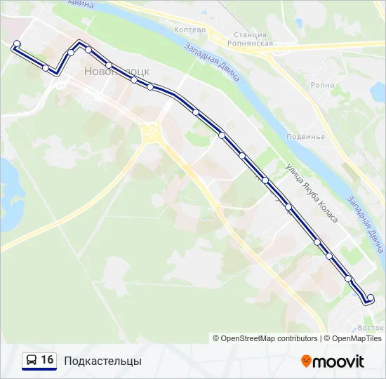 Автобус 16: карта маршрута