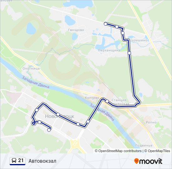 Автобус 21: карта маршрута