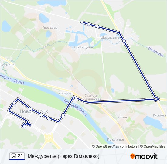 21 bus Line Map