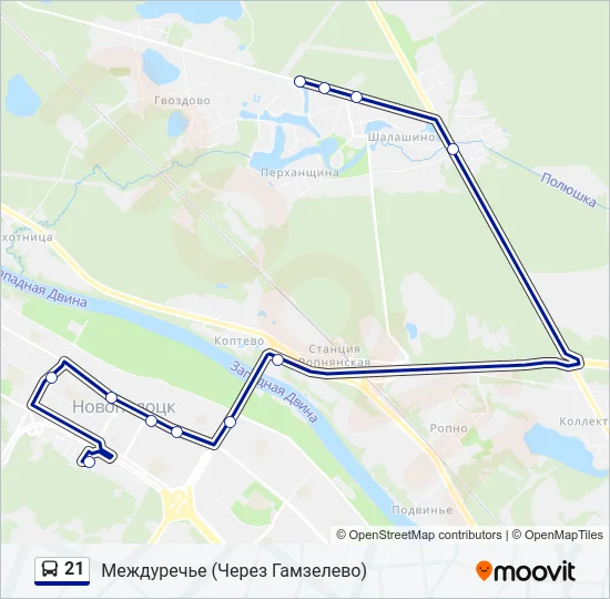 Автобус 21: карта маршрута