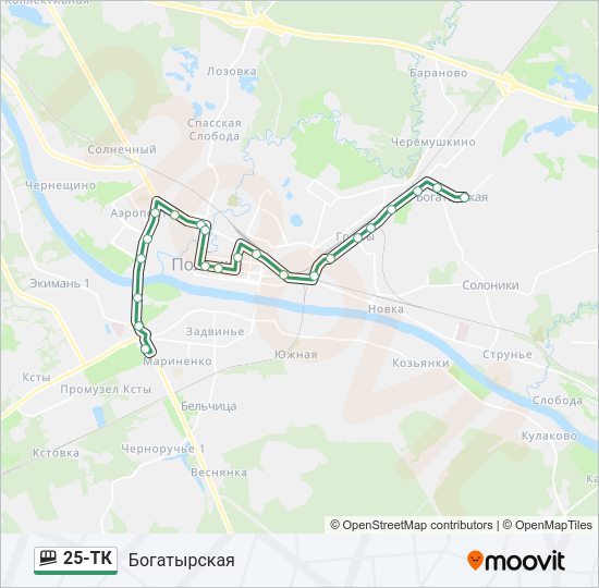Фуникулер 25-ТК: карта маршрута