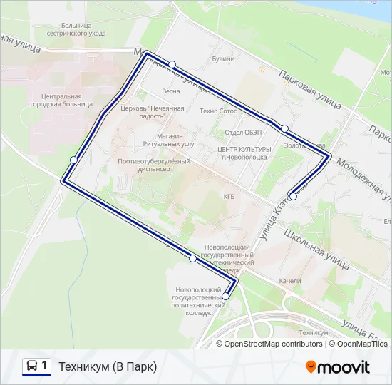 Автобус 1: карта маршрута