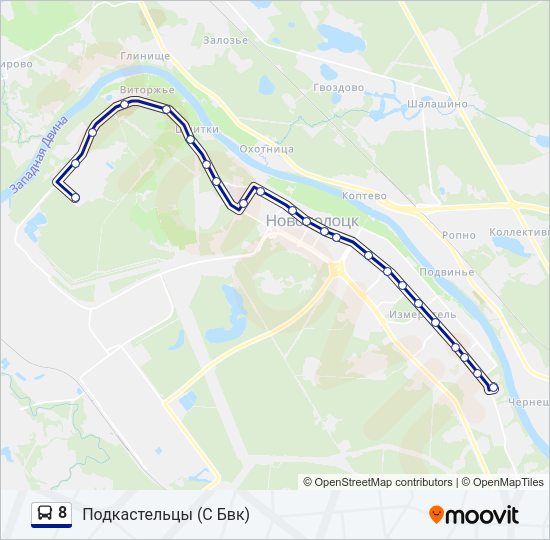 Автобус 8: карта маршрута