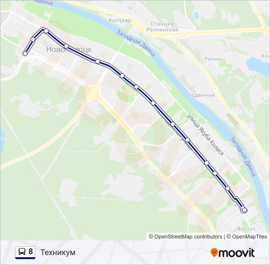Автобус 8: карта маршрута