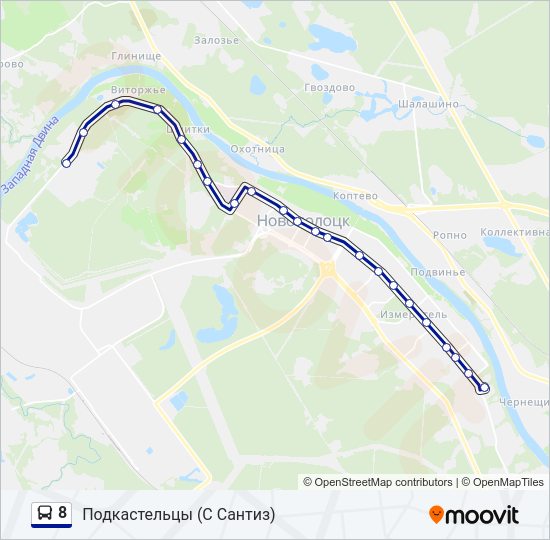 Автобус 8: карта маршрута